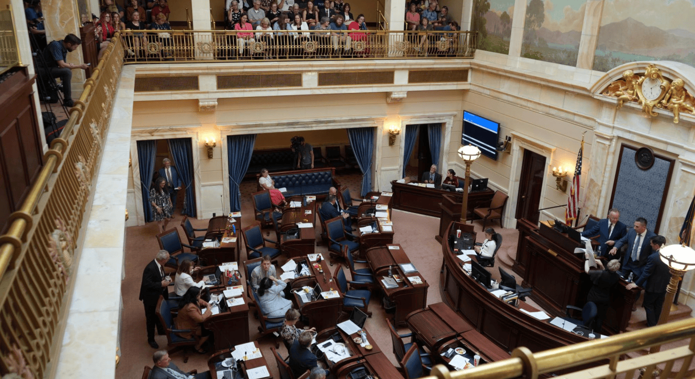 Overhead shot of Utah Legislature Floor