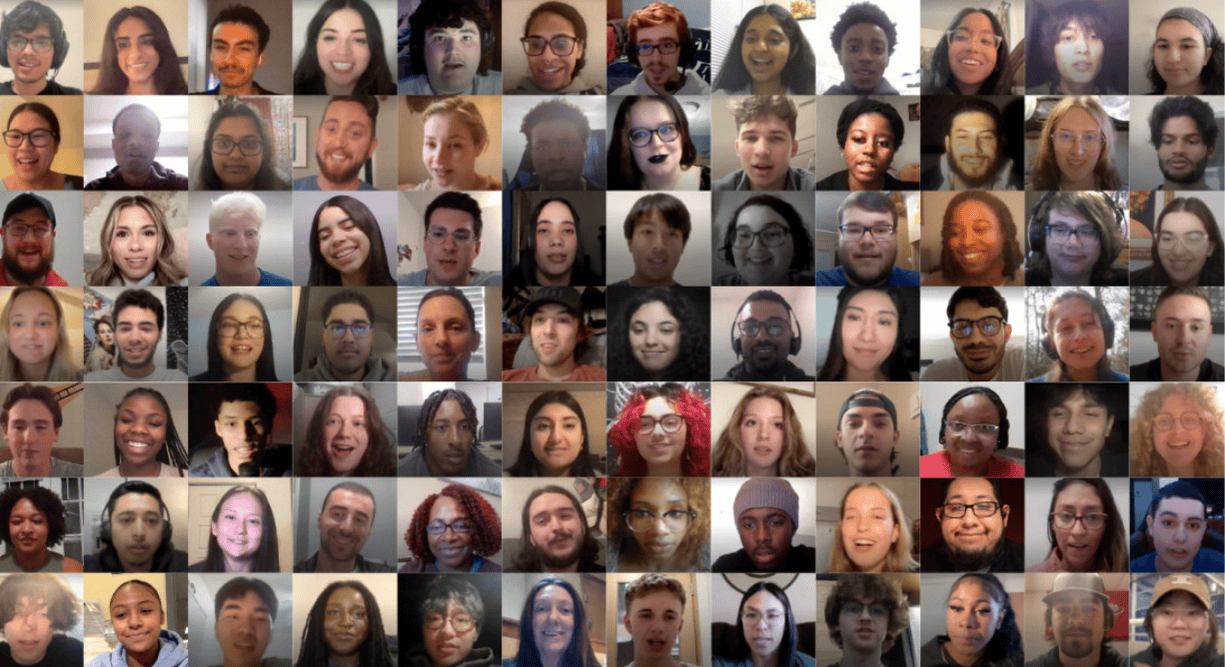 A collage of students faces interviewed for this piece